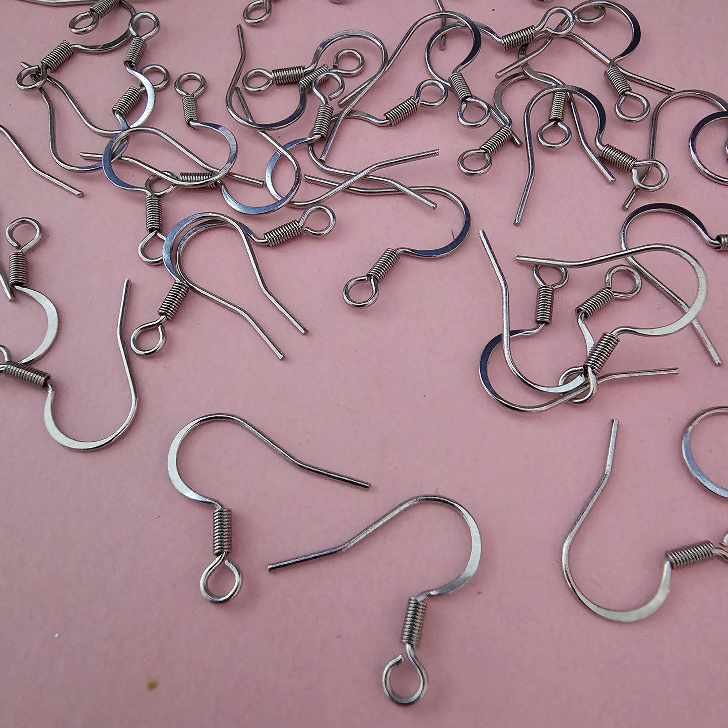 FLAT French Ear Hook with Coil NO Ball 304 Stainless Steel 20mm x 16mm
