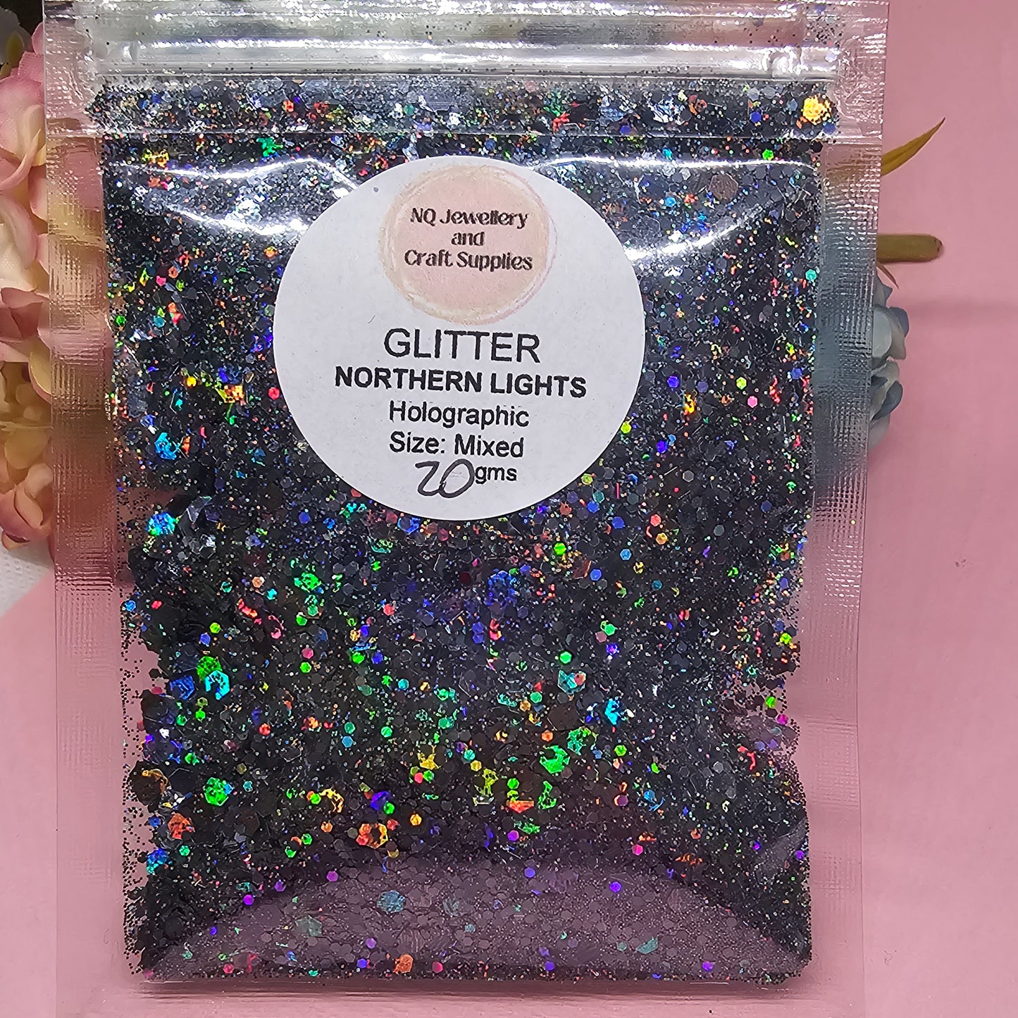 Northern Lights Grey/Black Holographic Glitter / 20gm 50gm