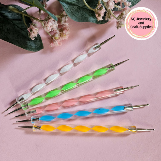 Dotting Tool Set (5pcs) Spiral  Handle - Reusable - Resin Nail Crafts Polymer Clay Cake Decorating