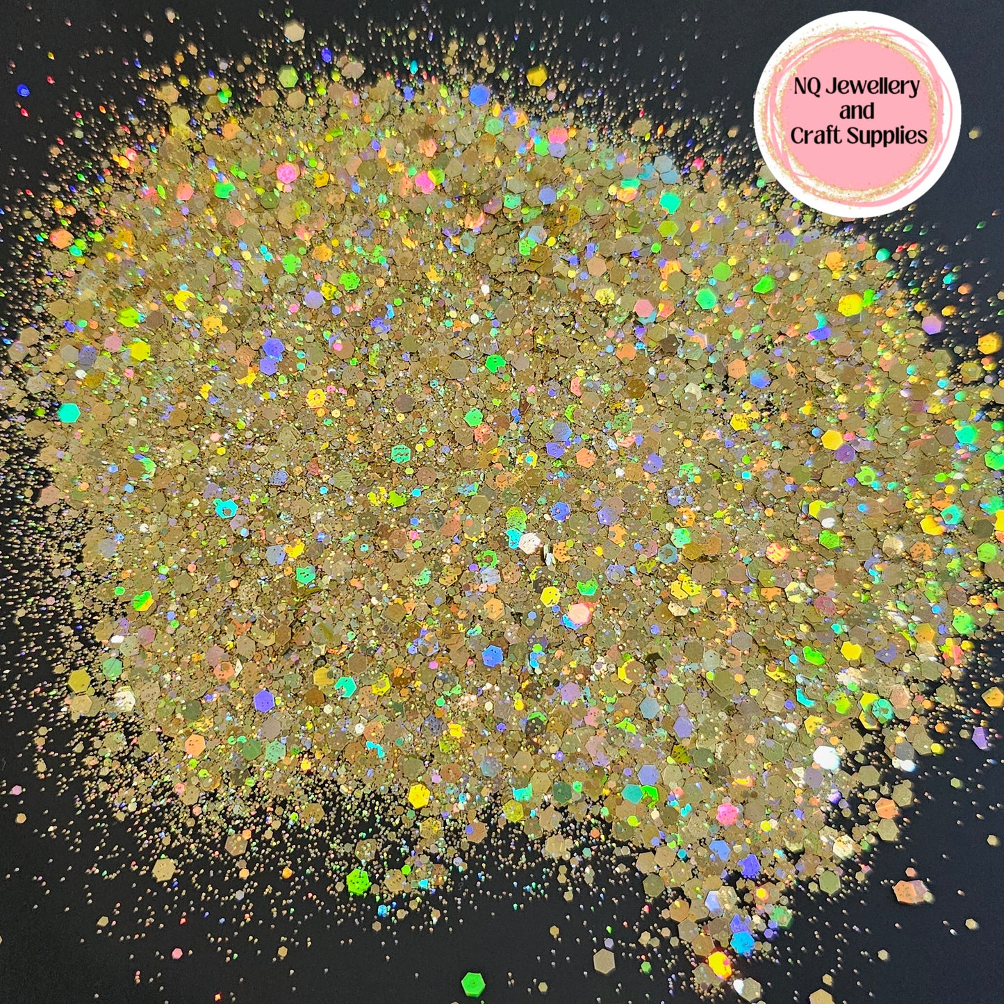 CHAMPAGNE GOLD Holographic Glitter / Mixed Size - 20g 50g Bags