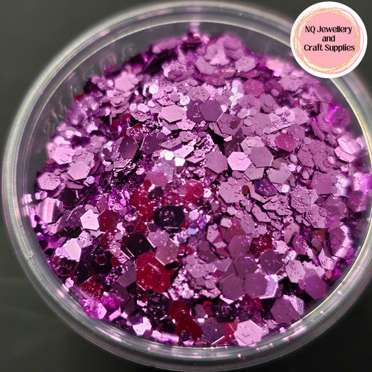 PURPLE CRYSTAL Glitter / Mixed Size - 20g 50g Bag