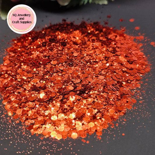 RUSTY RANGES RED Glitter / Mixed Size - 20g 50g Bags