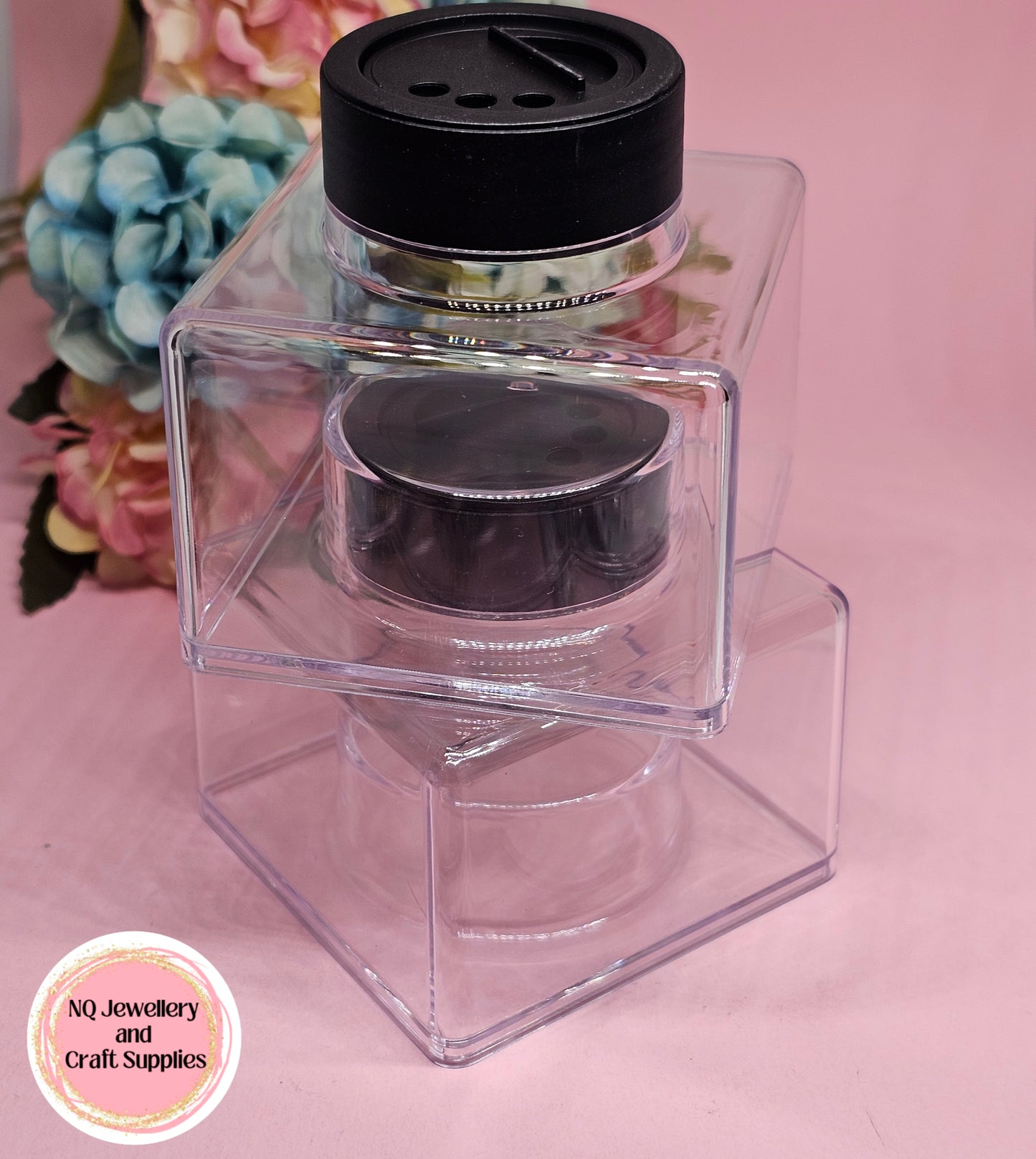 2oz Empty Transparent Stackable Square Container / Glitter Container / Jar