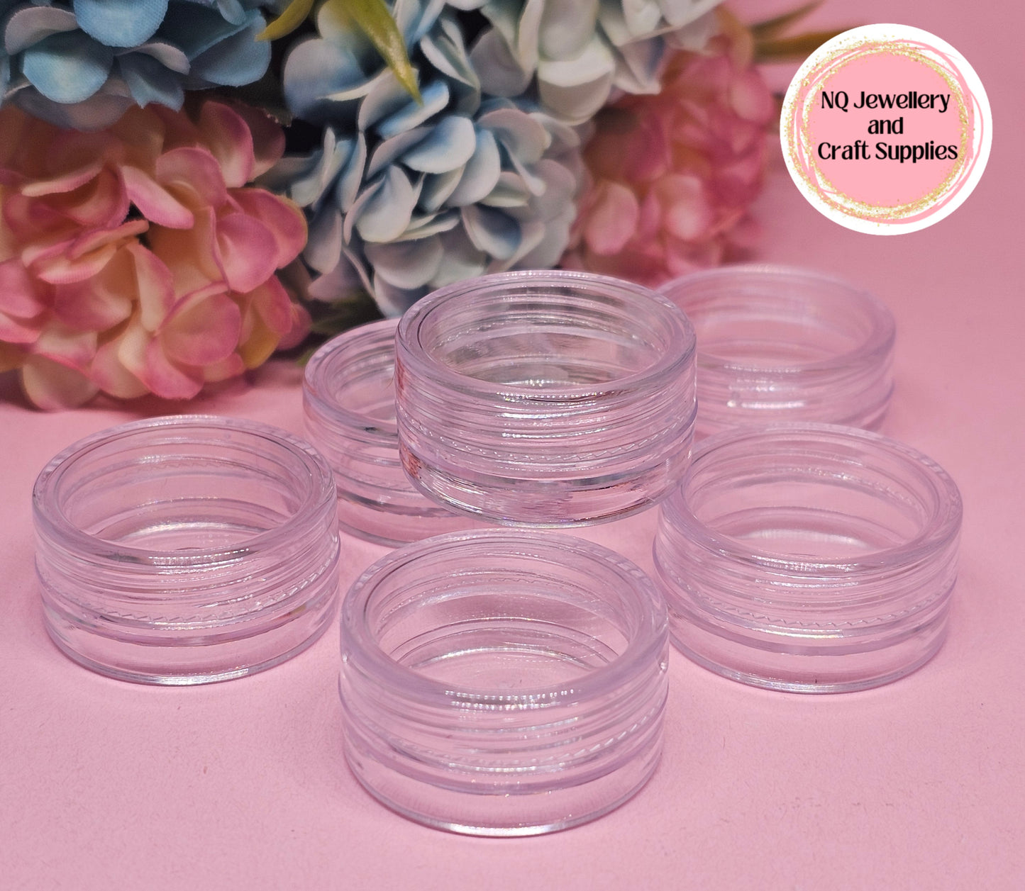 3ml Transparent Round Sample Pots - Screw Lid / Glitter Container / Jar