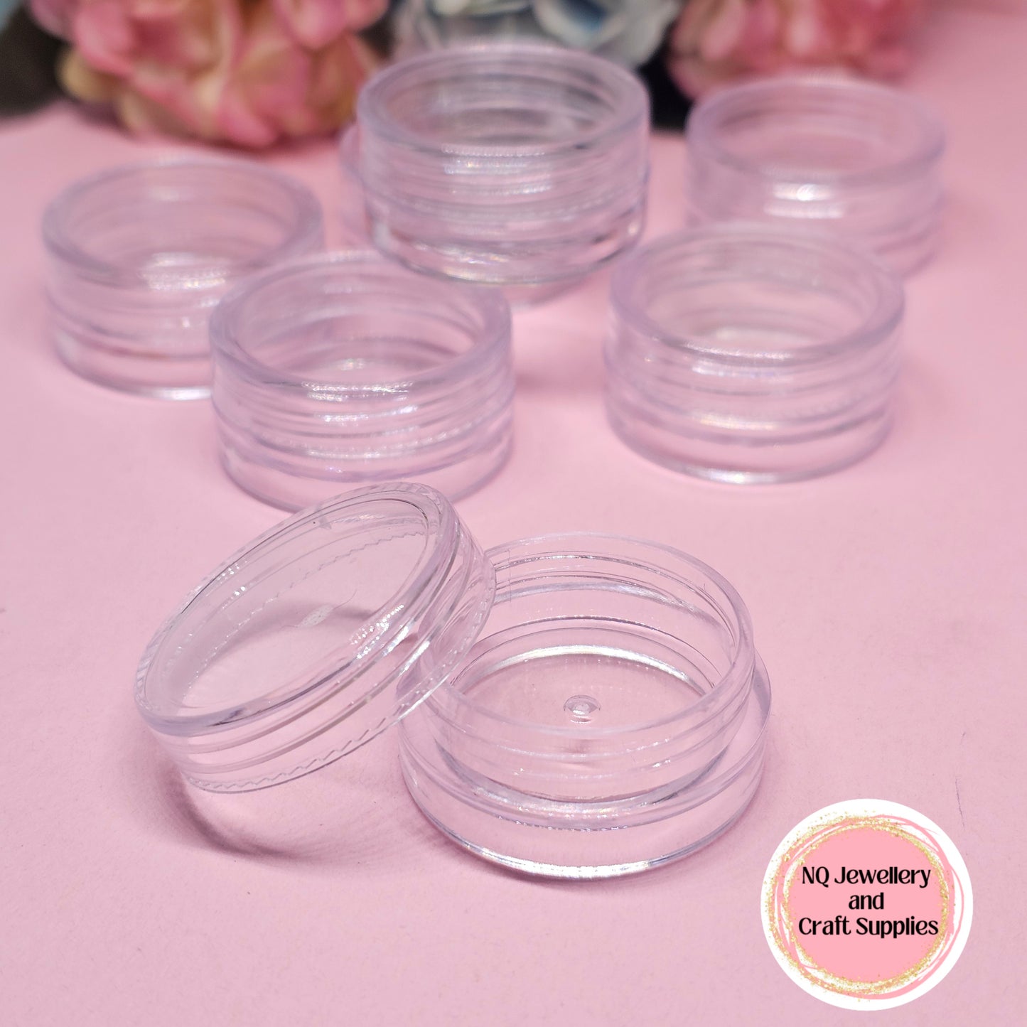 3ml Transparent Round Sample Pots - Screw Lid / Glitter Container / Jar