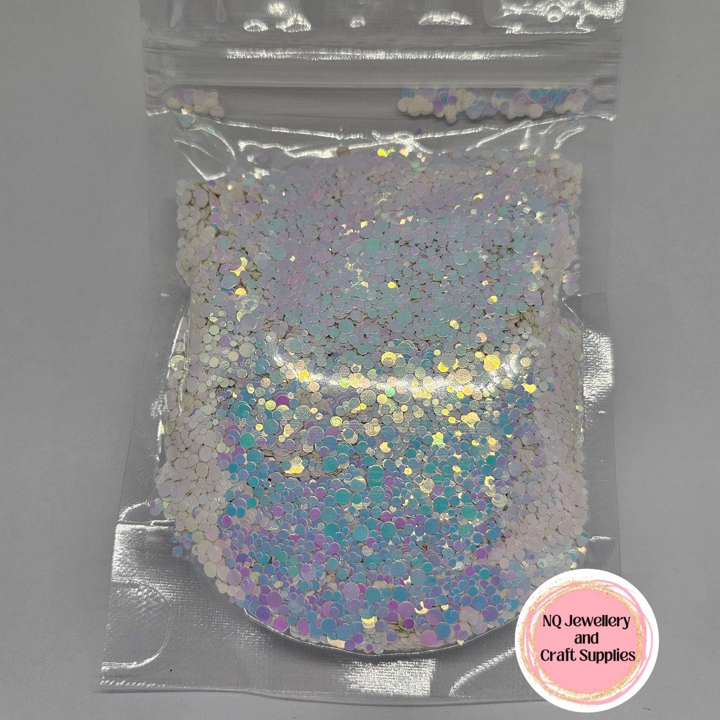 White DOT GLITTER with an iridescent glimmer / 56g Bag ONLY LIMITED RELEASE / NEW