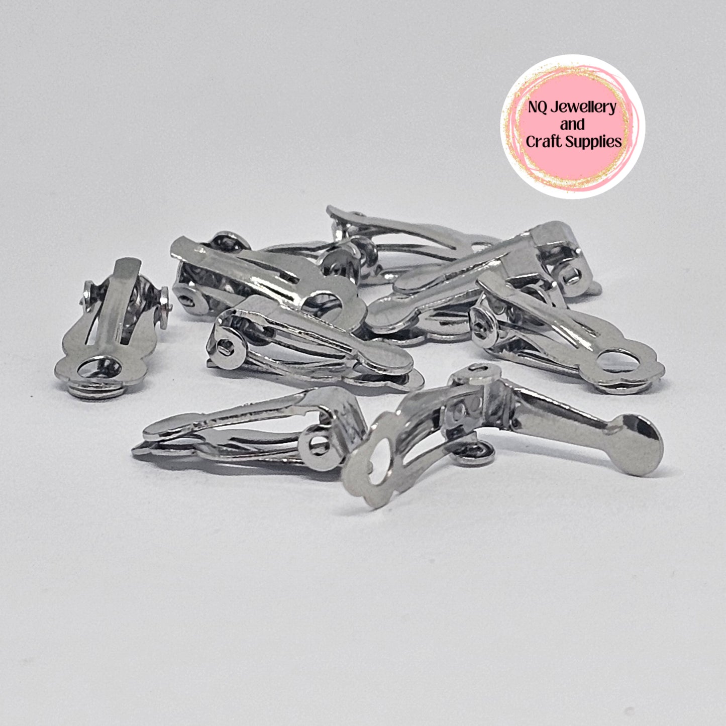 CLIP ON Flat Pad Earrings 8mm & 10mm 316 Stainless Steel / Transparent Plastic 3mm & 5mm BULK BUNDLE AVAILABLE