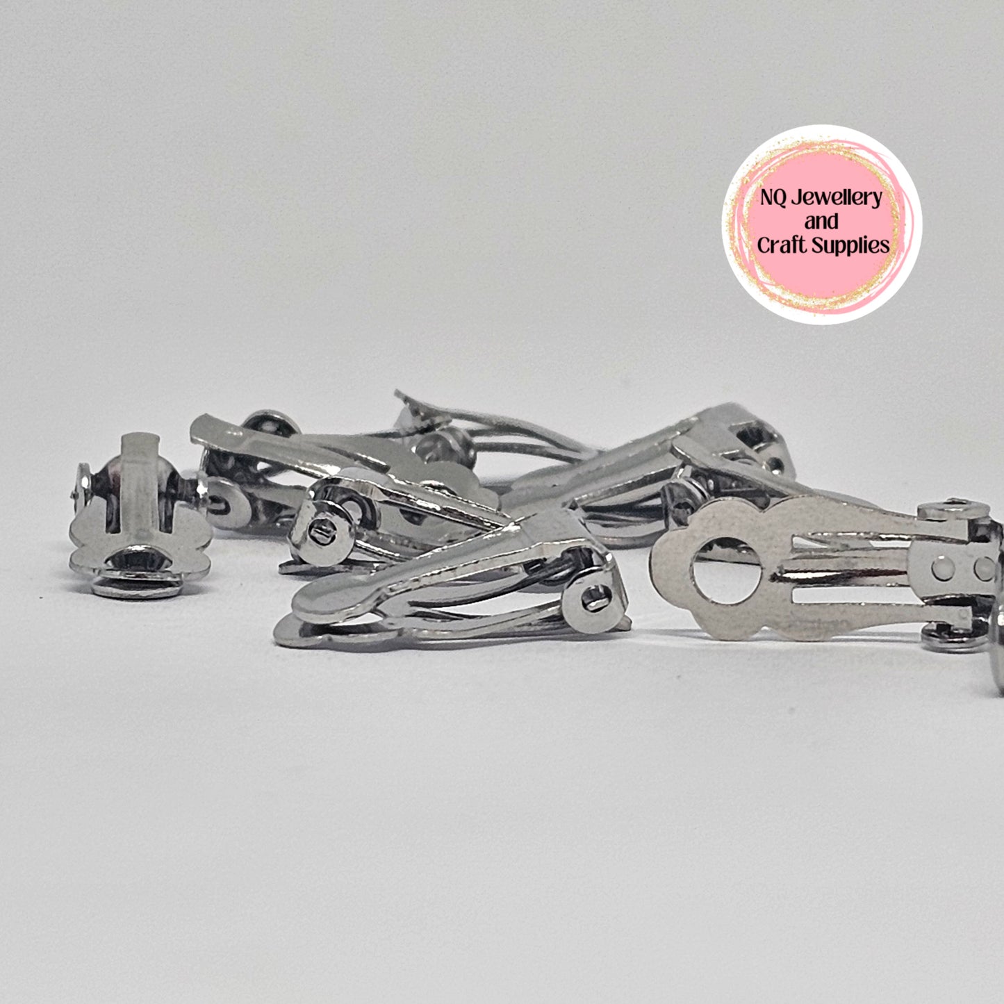 CLIP ON Flat Pad Earrings 8mm & 10mm 316 Stainless Steel / Transparent Plastic 3mm & 5mm BULK BUNDLE AVAILABLE