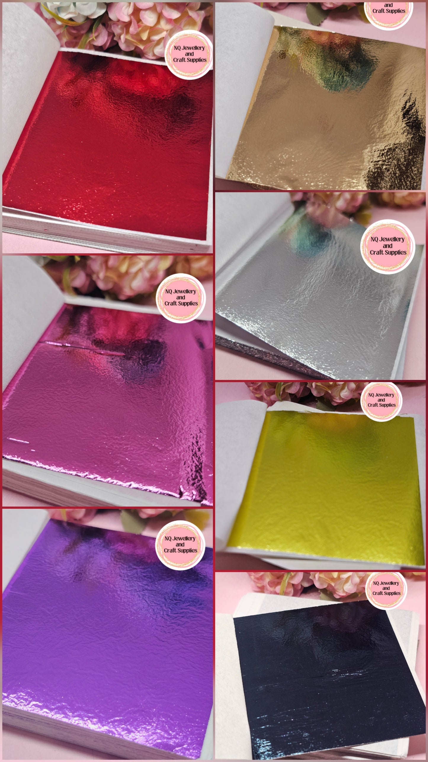 Coloured & Metallic Leaf Foils 10 Sheets for Resin / Polymer Clay / Nail Art / Artwork / Acrylic Resin BULK PURCHASE AVAILABLE