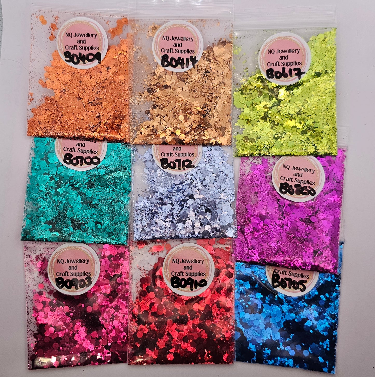 Glitter 20g x 1098 BAGS & 362 x 50gm BAGS - $ - MASSIVE BULK BUNDLE 2 DISCOUNT (Photos are of 2g sample bags)