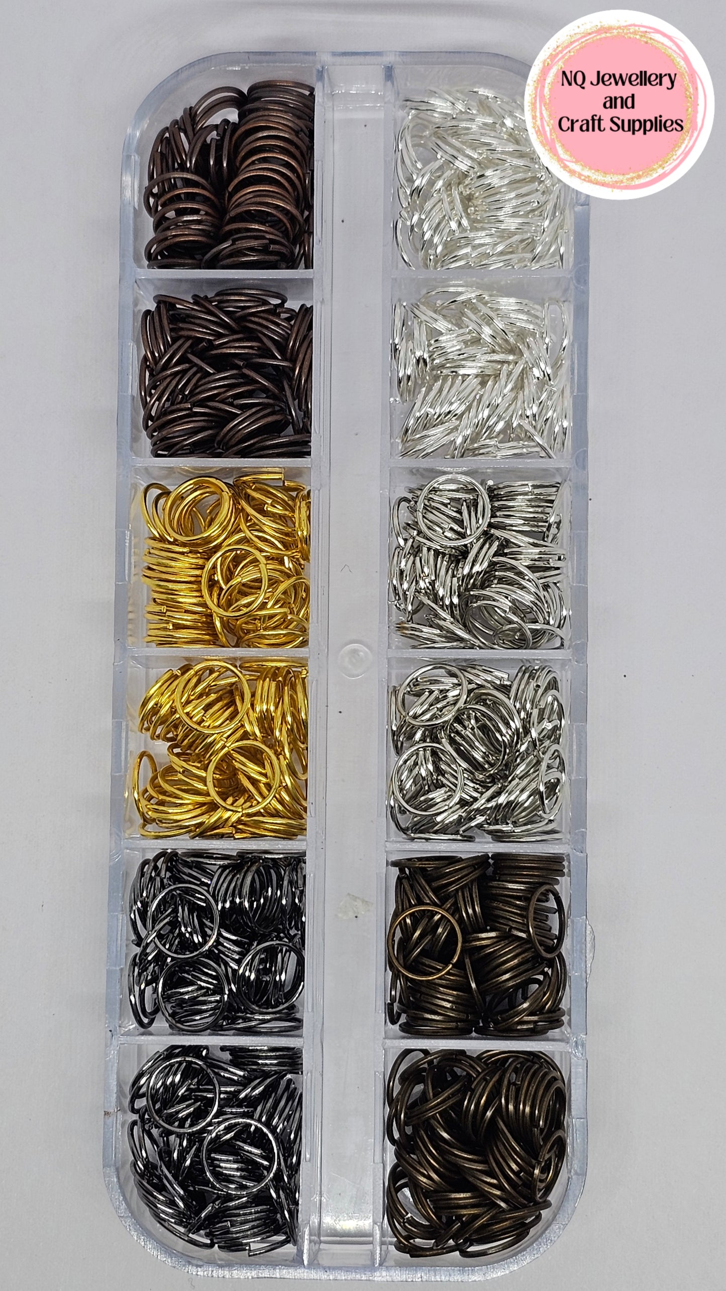 8mm IRON MULTI COLOURED JUMP RING PACK - Shiny Silver, Platinum, Copper, Gold, Bronze, Gunmetal