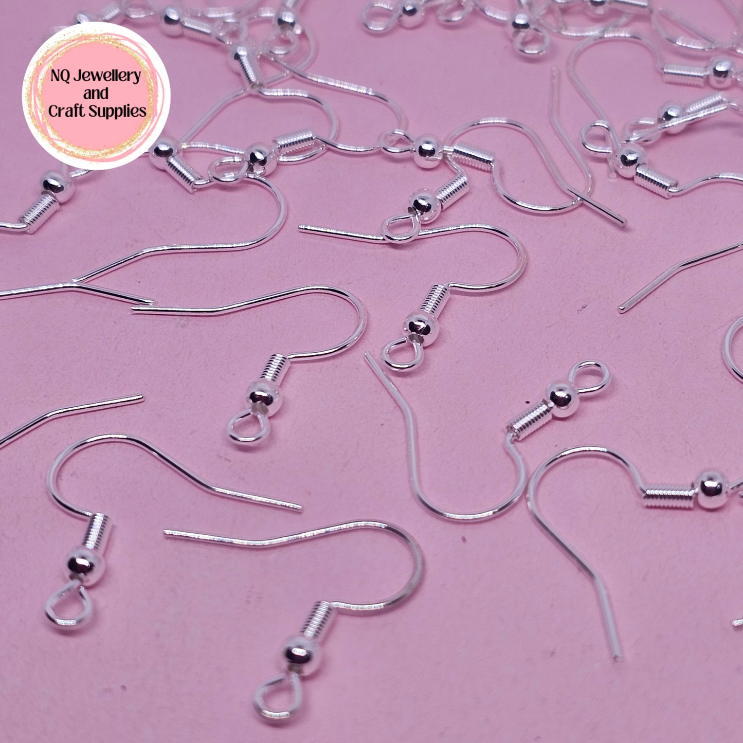 925 SILVER PLATED SHEPHERD HOOK Horizontal Loop / 304 Stainless Steel / 20mm x 20mm with BALL & COIL