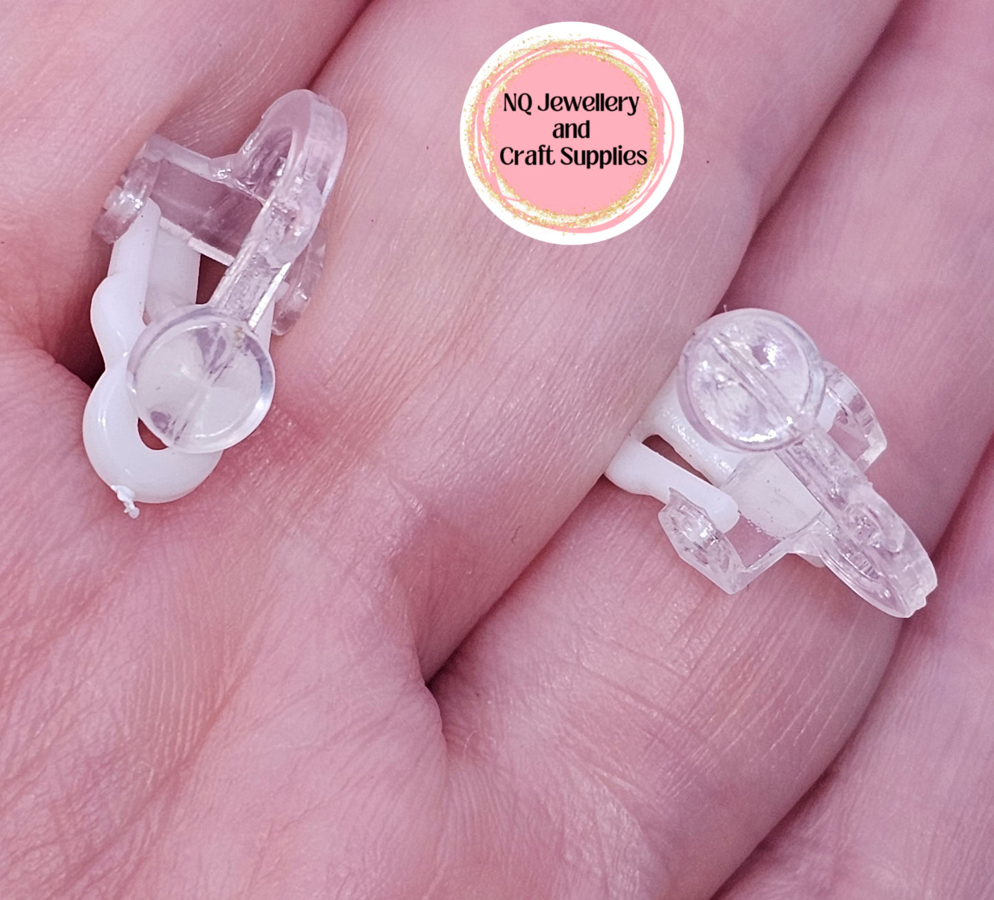 CLIP ON Flat Pad Earrings 8mm & 10mm 316 Stainless Steel / Transparent Plastic 3mm & 5mm BULK BUNDLE AVAILABLE