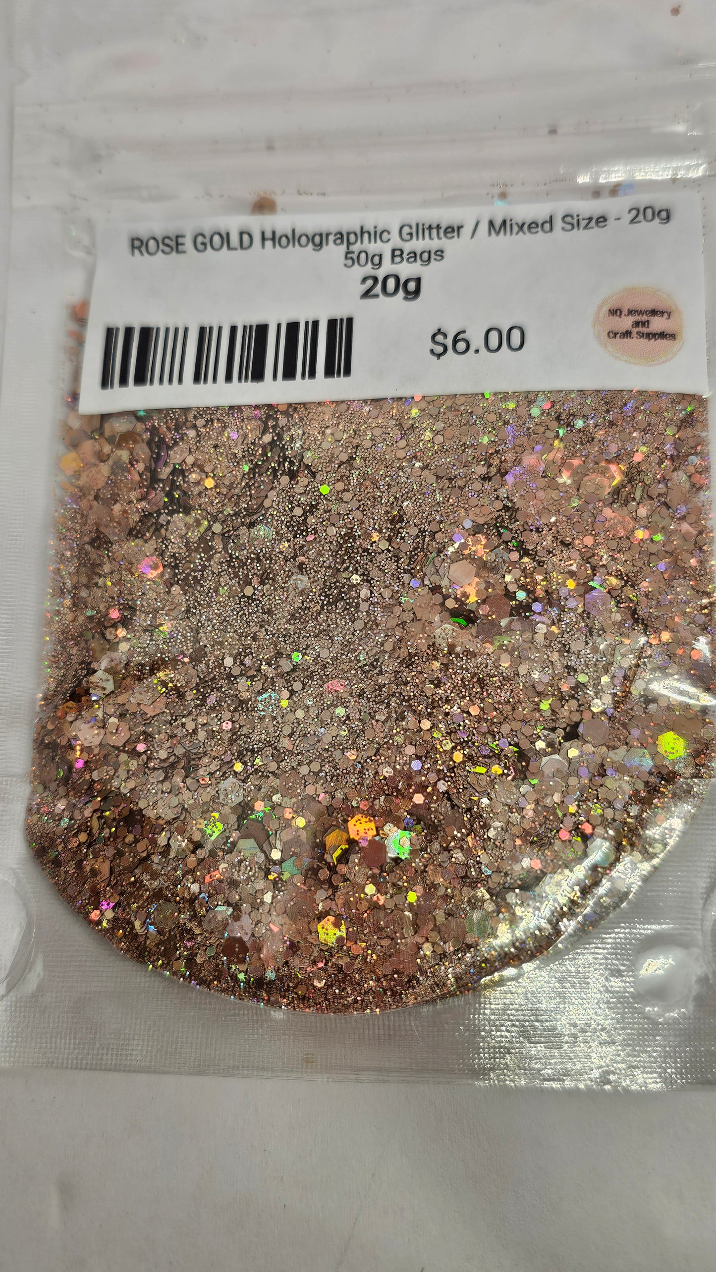 ROSE GOLD Holographic Glitter / Mixed Size - 20g Bags SECONDS BAGS!!