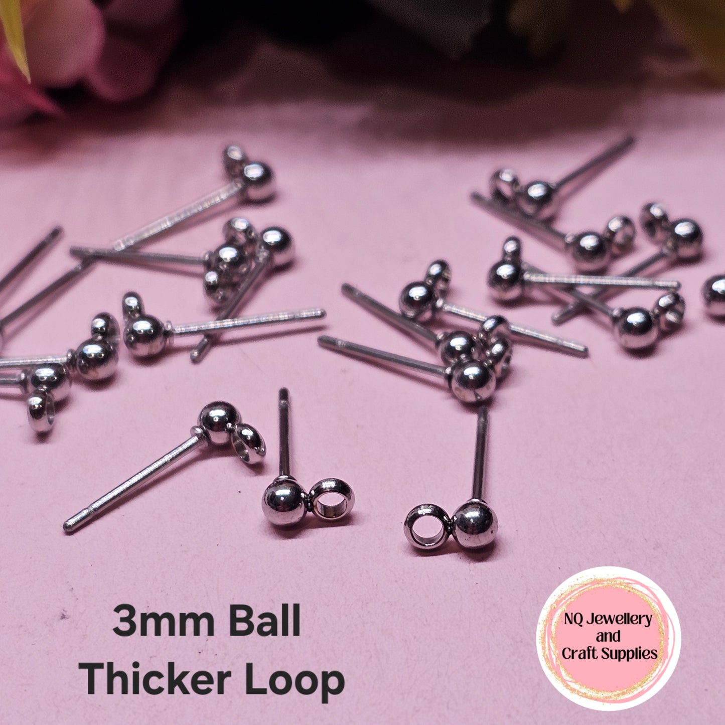 Ball Stud Tops with FORWARD FACING Loop Stainless Steel & Gold Plated / 304 Stainless Steel / 3mm 4mm 5mm 6mm