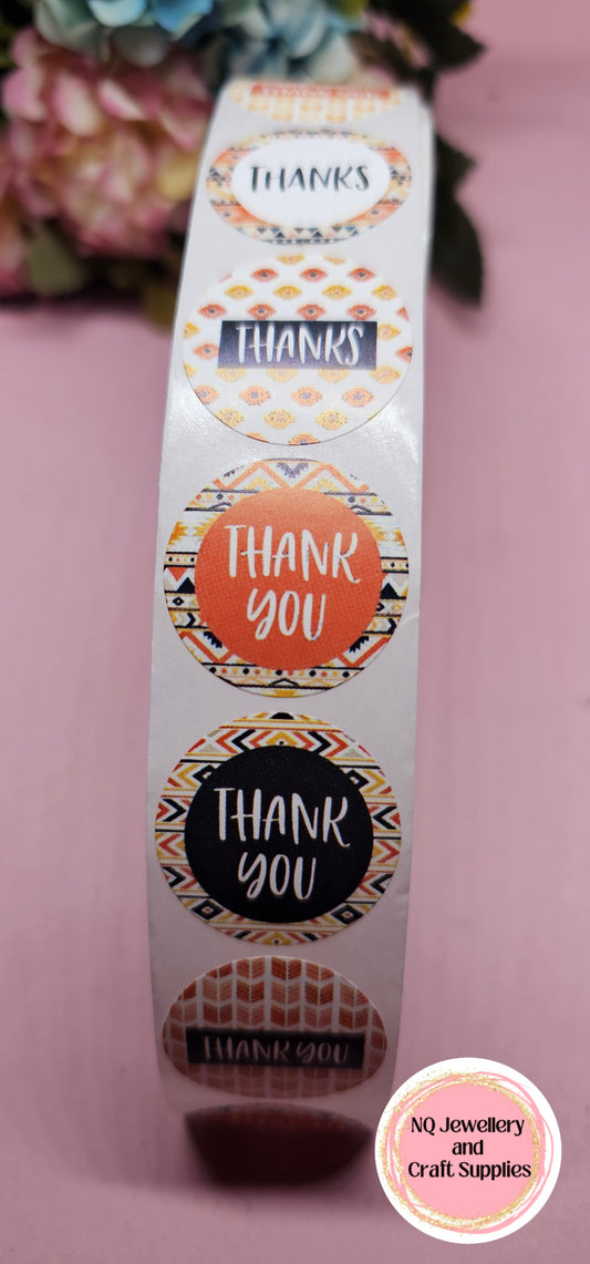 THANKS / THANK YOU STICKERS Orange Tone