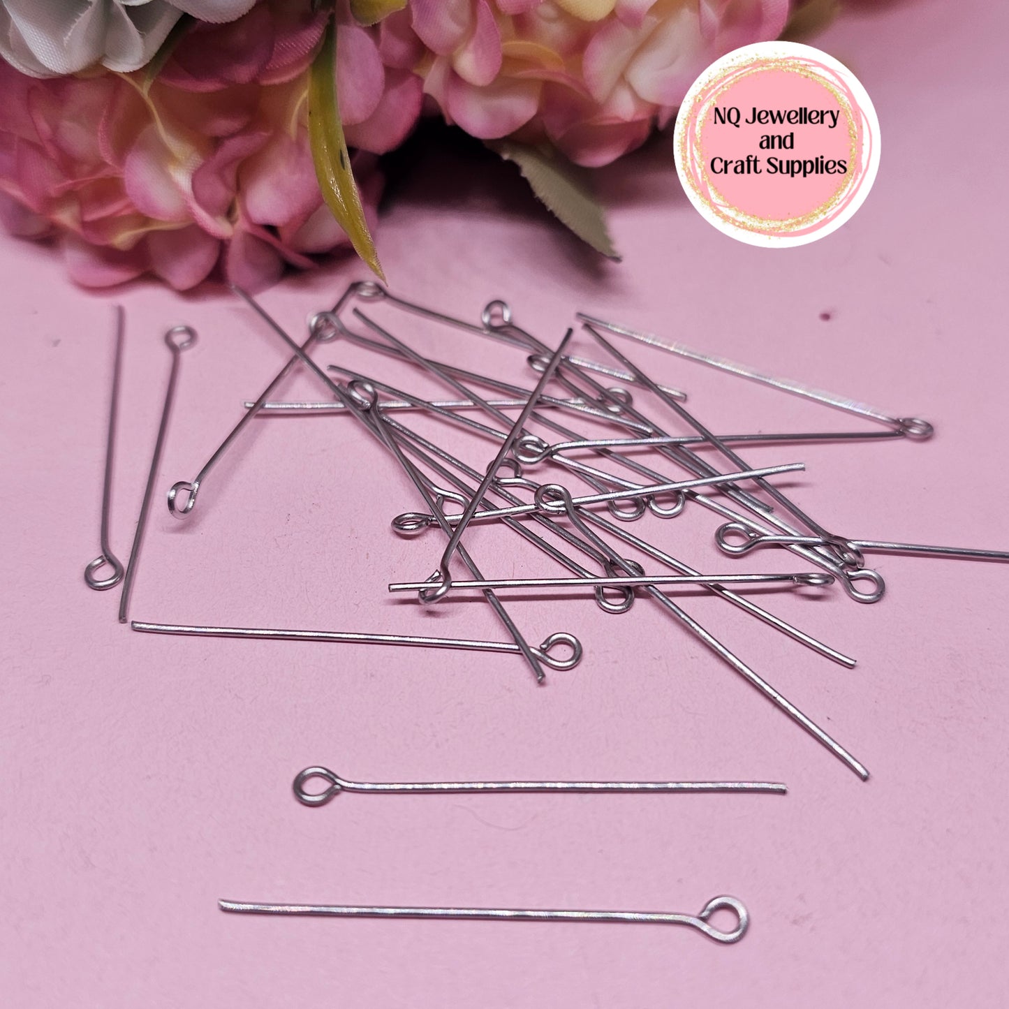HEAD PINS with EYE 35mm - Stainless Steel 304 100pc per packet