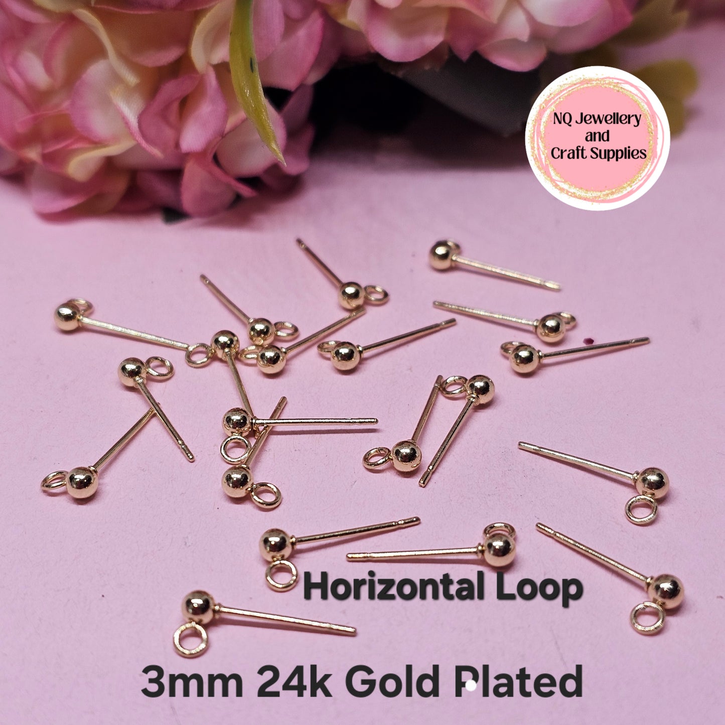 Ball Stud Tops with FORWARD FACING Loop Stainless Steel & Gold Plated / 304 Stainless Steel / 3mm 4mm 5mm 6mm