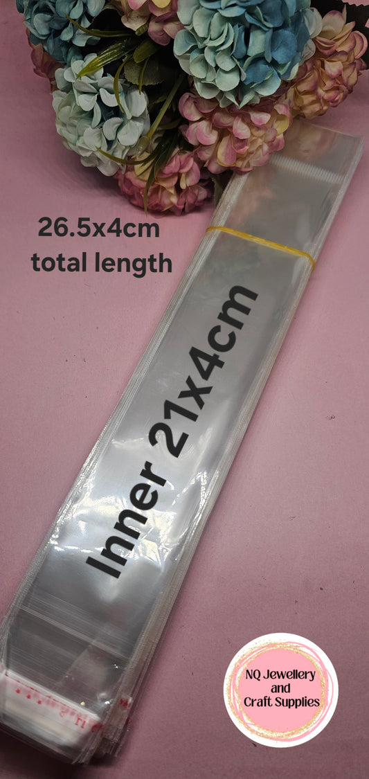 Cellophane Bags, Rectangle, Clear OPP Plastic 26.5cm x 4cm