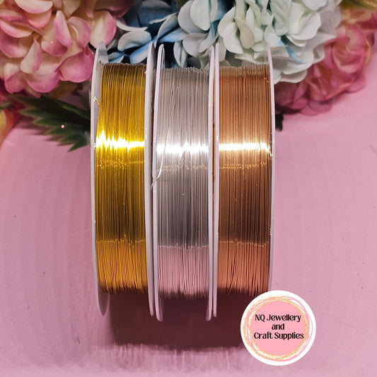 Copper Wire Jewellery 0.3mm Silver, Golden, Light Golden Plated - Beading