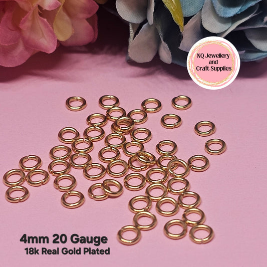 GOLD 24k OR 18k Gold Plated STAINLESS STEEL Jump Rings 304 Stainless Steel x 50pcs OR 100pcs