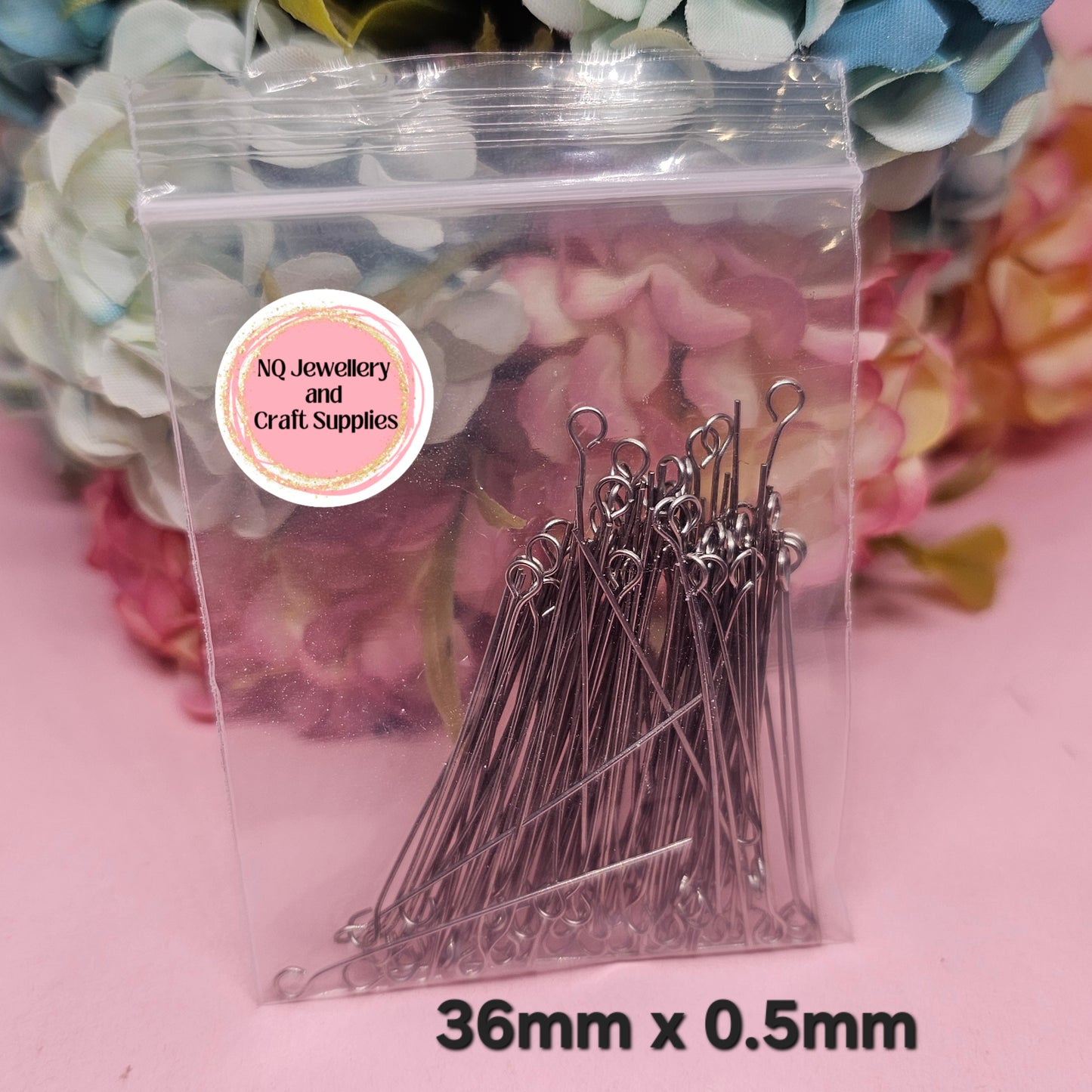 HEAD PINS with EYE 35mm - Stainless Steel 304 100pc per packet
