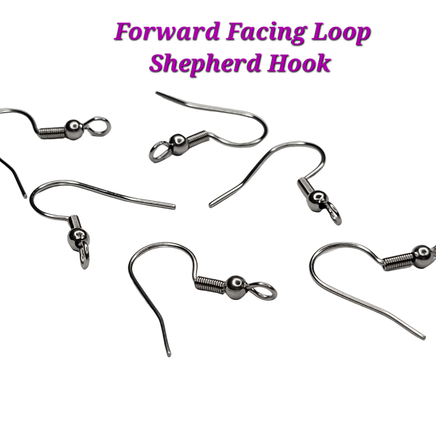 FORWARD FRONTWARD CROSS PERPENDICULAR VERTICAL FACING LOOP 316 STAINLESS STEEL - Shepherd / French Hook with COIL & BALL