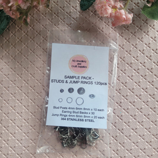 SAMPLE PACK - Stud Posts, Butterfly Backs & Jump Rings / 304 Stainless Steel