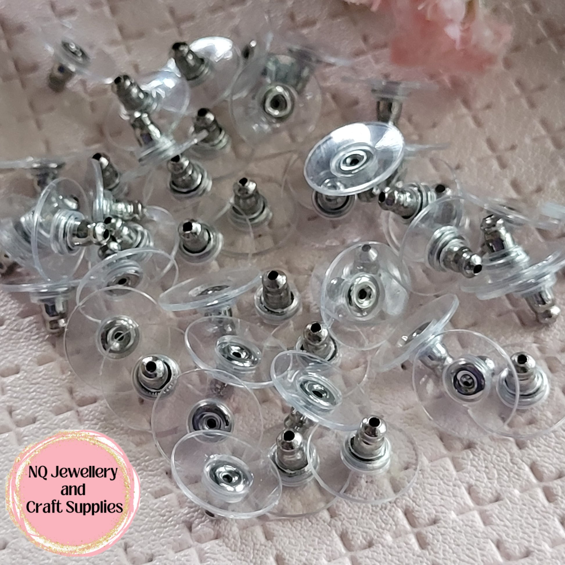 Silver Stainless Steel Bullet with Plastic Disc Earring Back - 100
