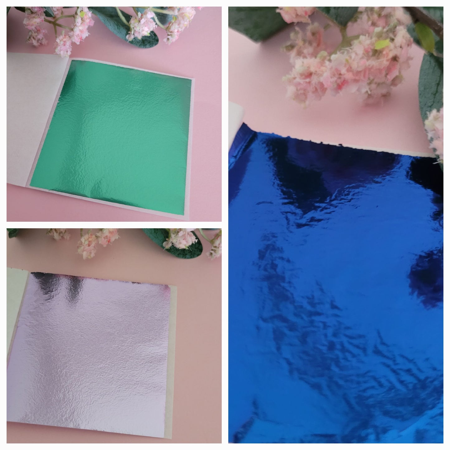 Coloured & Metallic Leaf Foils 10 Sheets for Resin / Polymer Clay / Nail Art / Artwork / Acrylic Resin